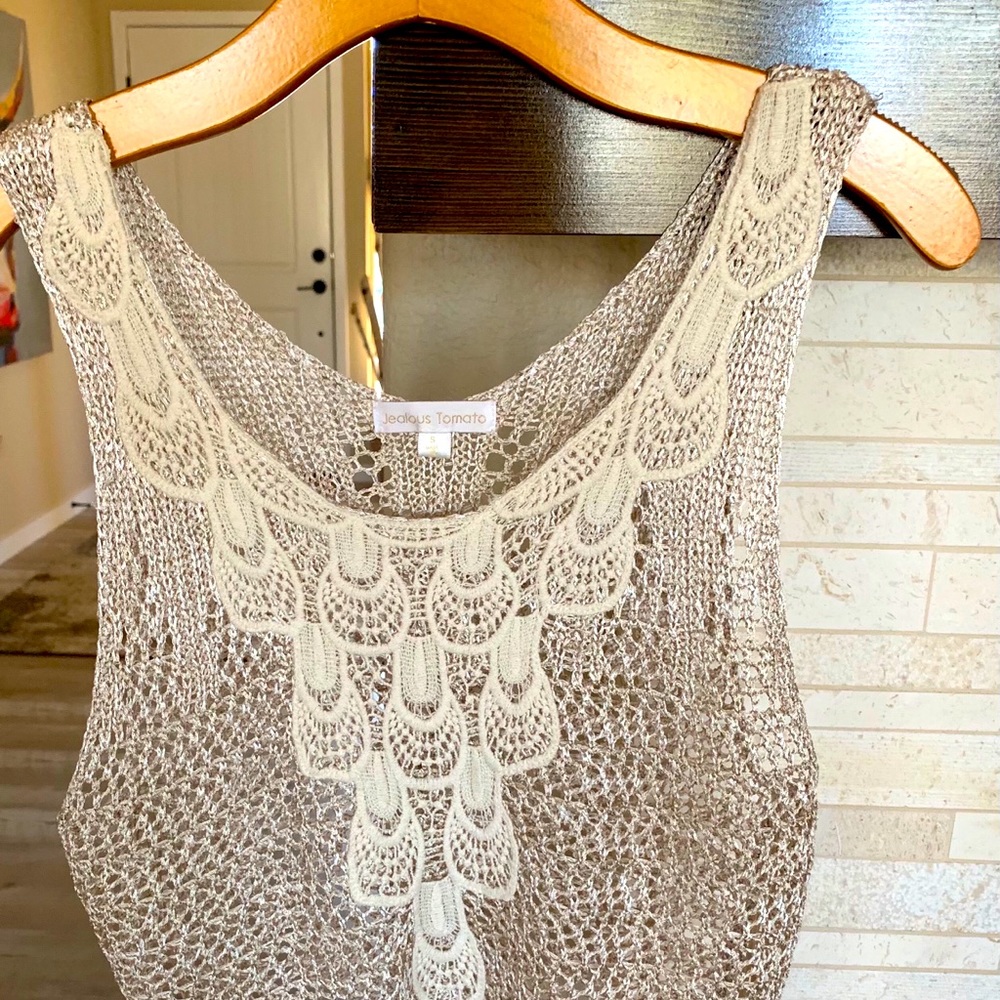 Jealous Tomato Open Knit Sleeveless/Lace Top sz S